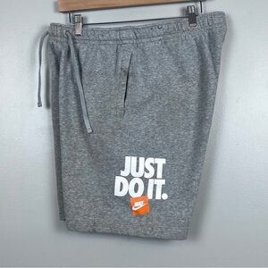 Nike Men's Gray Fleece Just Do It Logo Elastic Waist Shorts AR2865 Size L Casual
